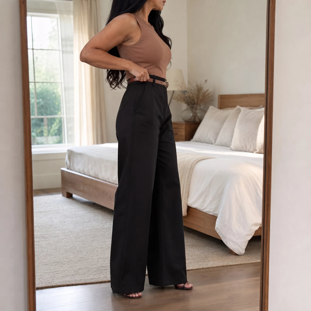 Vela Trousers – High-Waisted Wide-Leg Suit Trousers