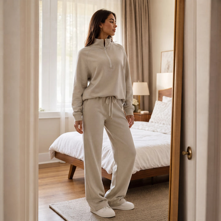 Ease & Elsewhere – Ribbed Oversized Top And Wide-Leg Pants Set