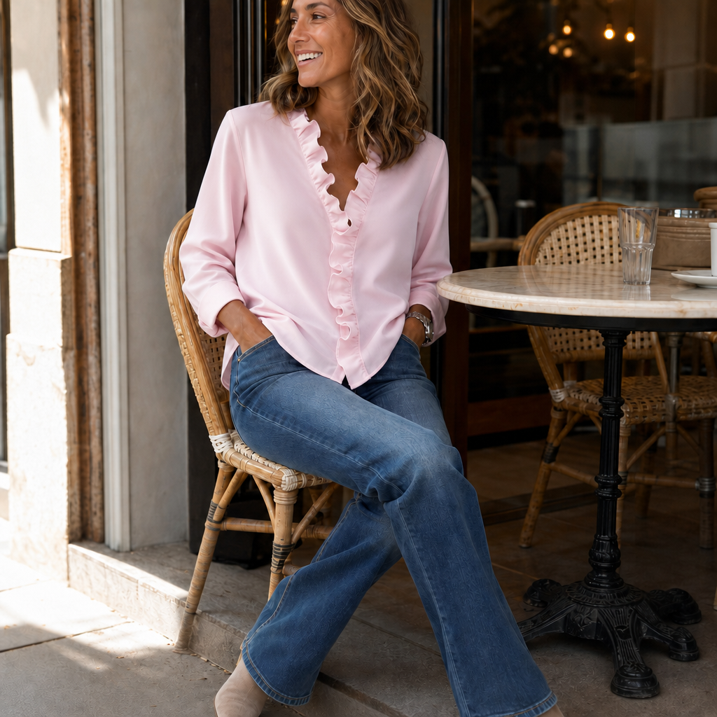 Ruffle & Rose – Ruffle V-Neck Blouse