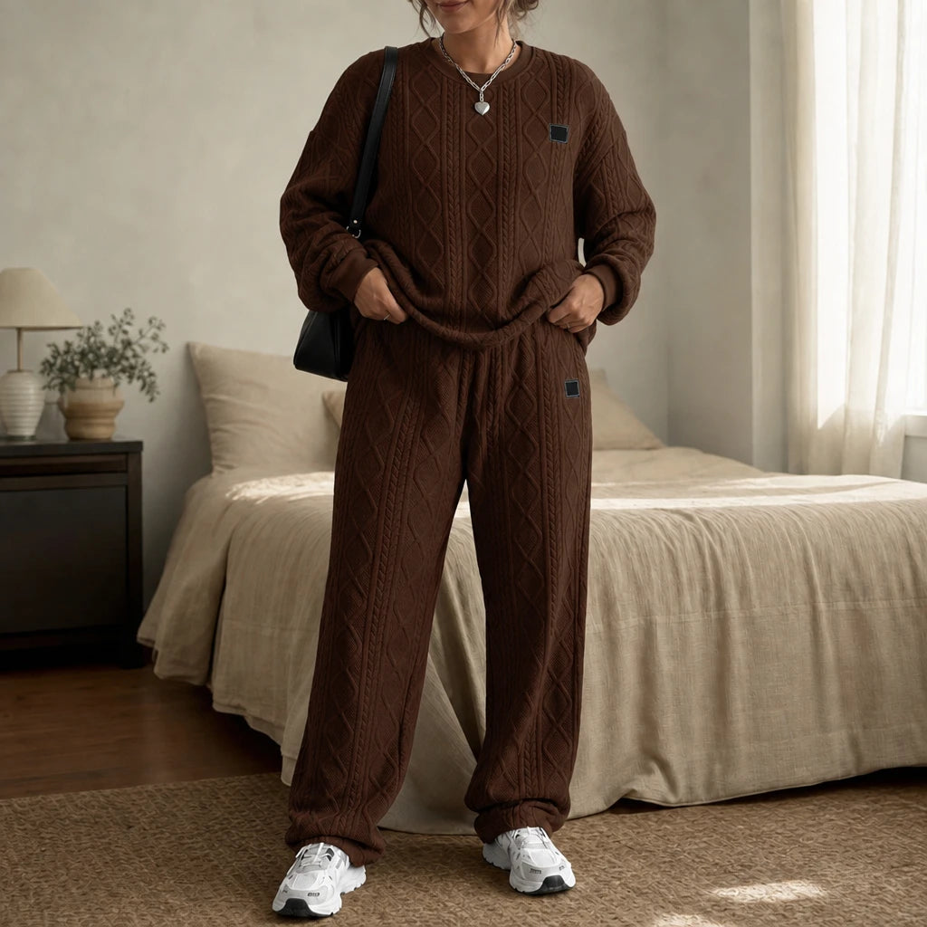 Cable & Co. – Cable-Knit Sweater And Trouser Set