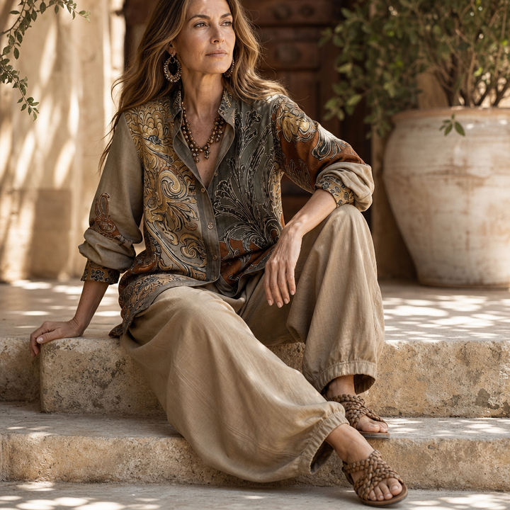 Wovana Set – Printed Boho Tunic And Trouser Set