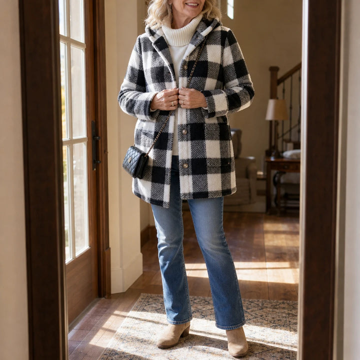 PlaidHaven – Buffalo Plaid Hooded Fleece Coat