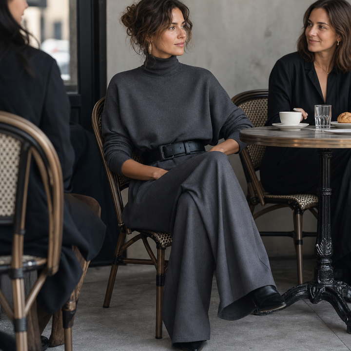 Wearbella – High-Waist Turtleneck And Trouser Set With Belt