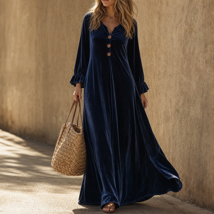 Veloura – Ruffled Sleeve Maxi Dress