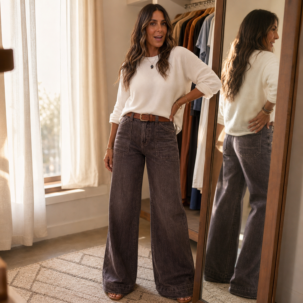 Wearbella – High Waisted Wide Leg Stretch Denim