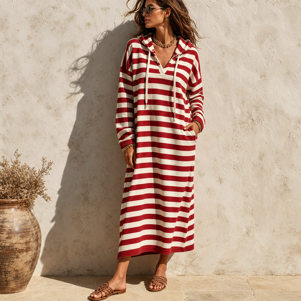 Wearbella – Striped Hooded Maxi Dress