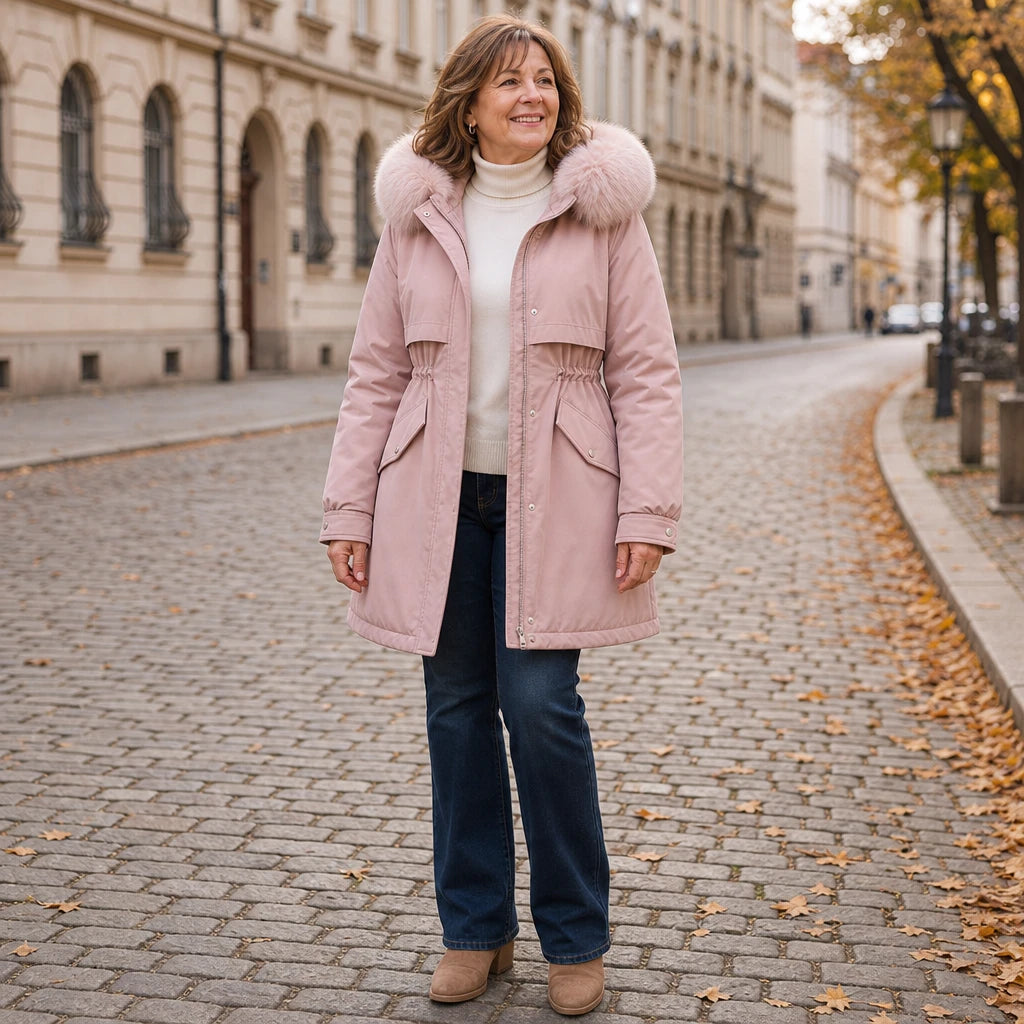 Plushora – Plush Hooded Mid-Length Parka
