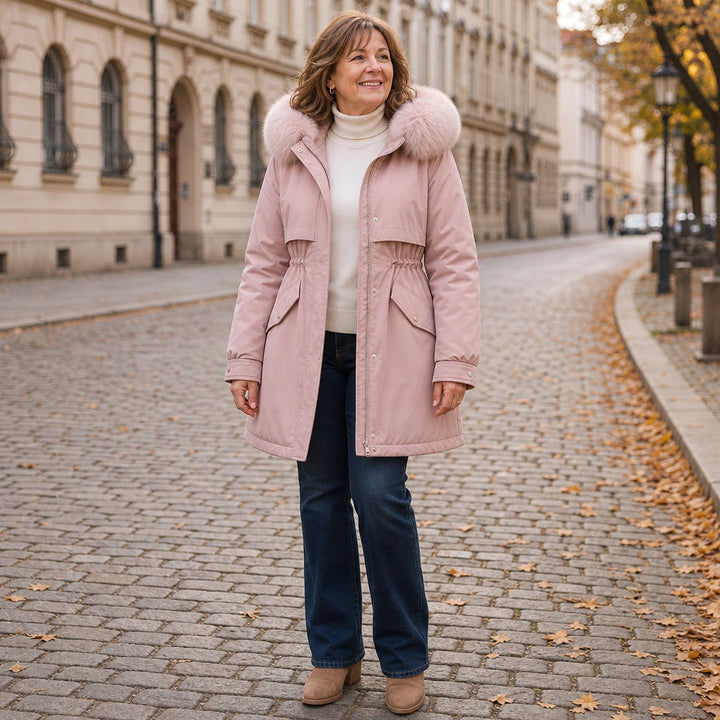 Plushora – Plush Hooded Mid-Length Parka