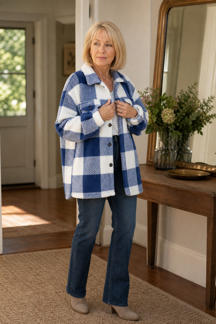 Wearbella – Checked Button-Front Overshirt Jacket