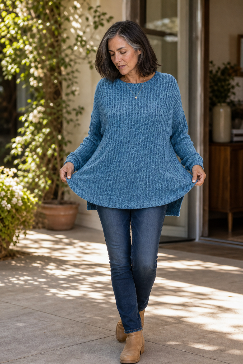 Overhang – Exposed-Seam Oversized Crew Neck Sweater