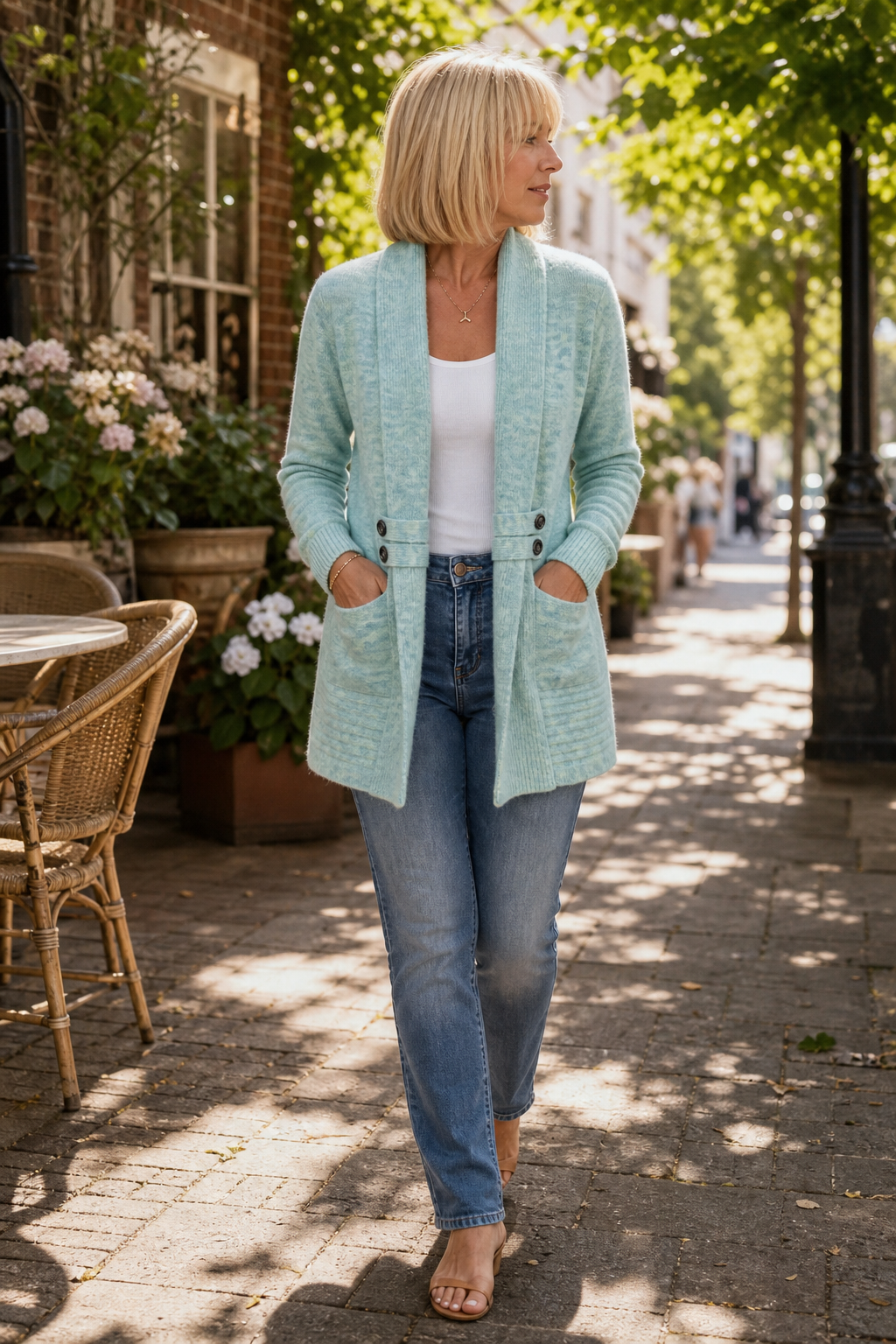Wearbella – Double-Breasted Belted Knit Cardigan