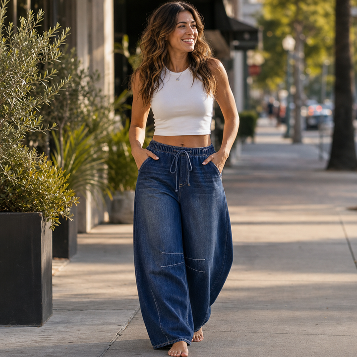 Wearbella – Adjustable Waist Relaxed Barrel Jeans