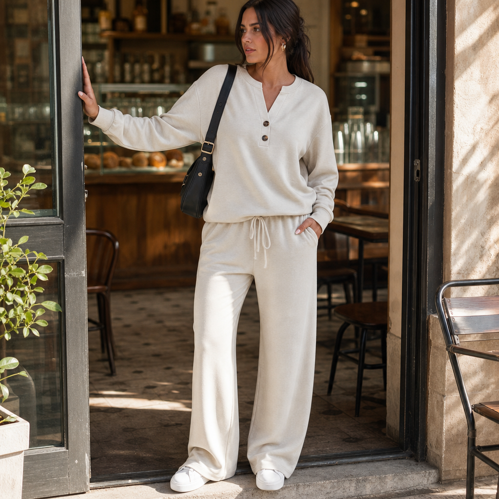 Wearlyn – Henley Wide-Leg Two-Piece Lounge Set