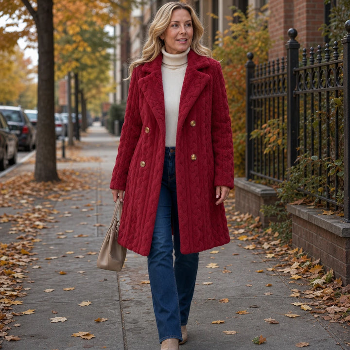 Wintelle – Textured Double-Breasted Winter Coat