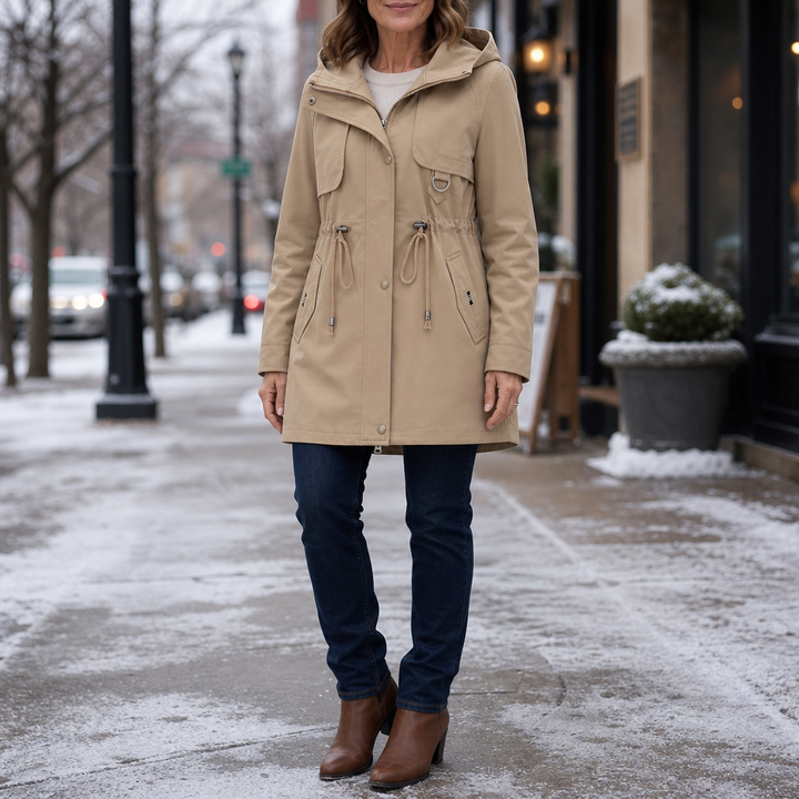 Midluna – Adjustable Waist Mid-Length Parka