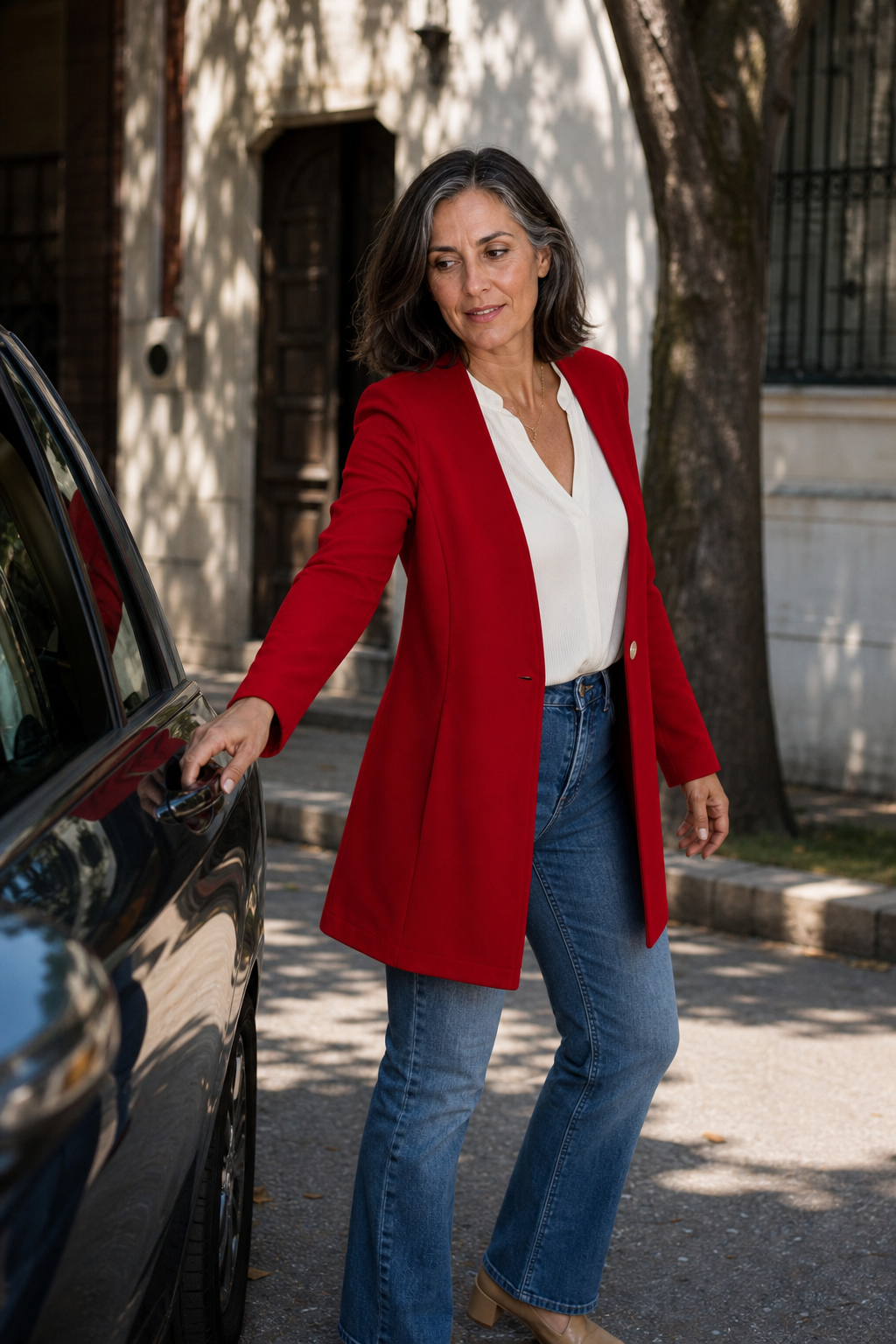 Linevalle – V-Neck Single-Button A-Line Blazer