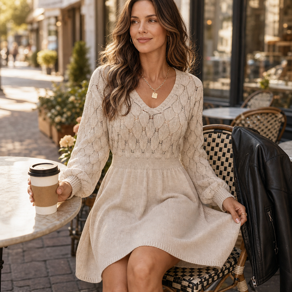 Wearlyn – Scale Knit A-Line Sweater Dress