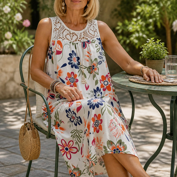 Wearbella – Floral Lace-Yoke Sleeveless Shift Dress