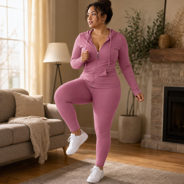 Denimova – Faux-Denim Patchwork Stretch Tracksuit