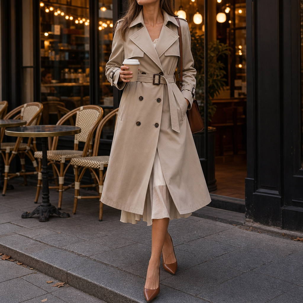 Winterly – Belted Mid-Length Structured Trench Coat