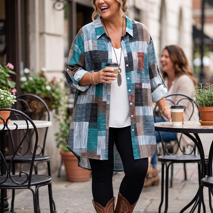 Plaidwell – Colorful Patchwork Plaid Button-Up Shirt