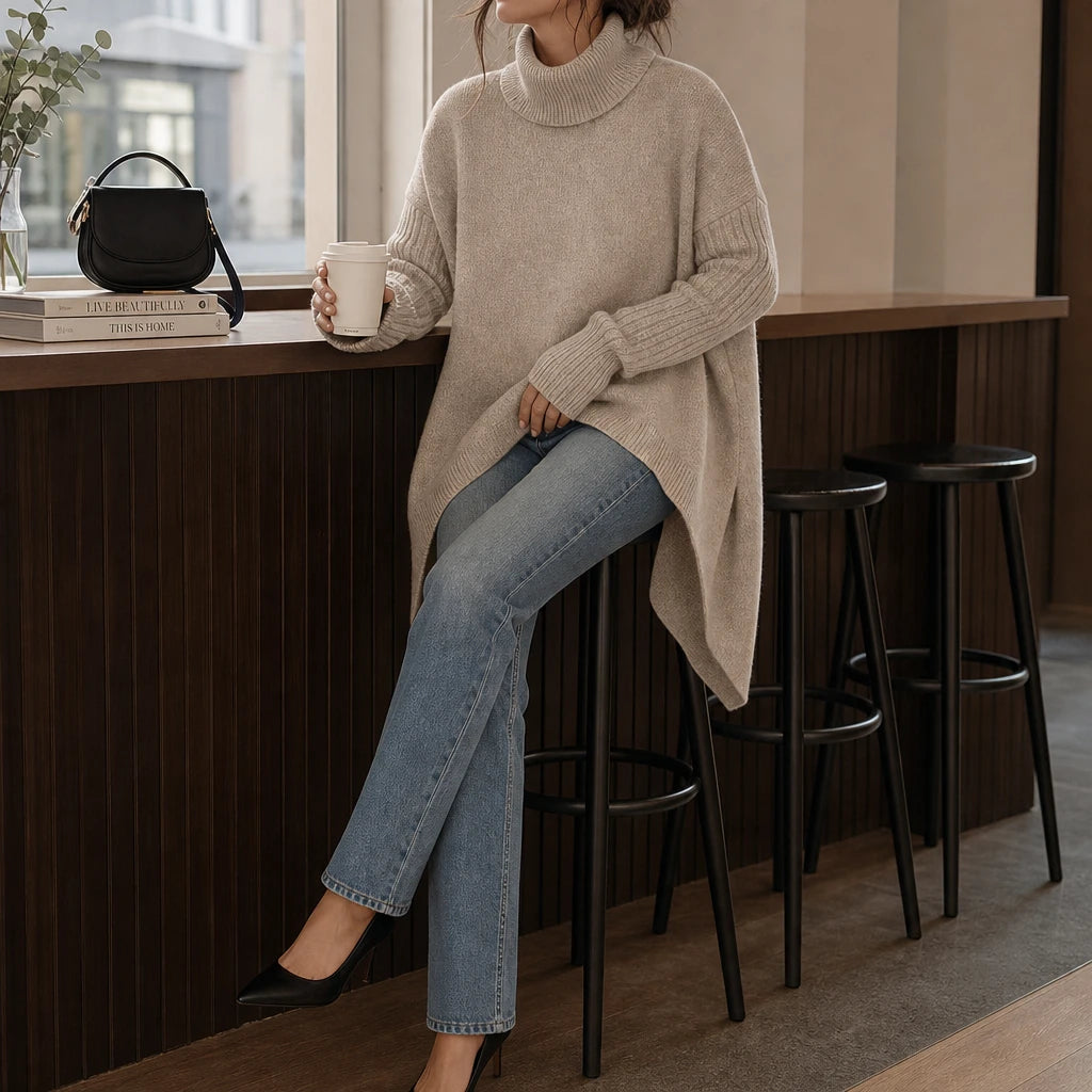 Avenza – Oversized Asymmetrical Turtleneck Sweater