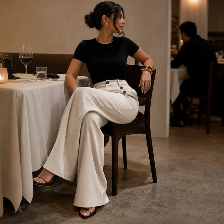 Veloura – High-Waisted Pleated Wide-Leg Trousers