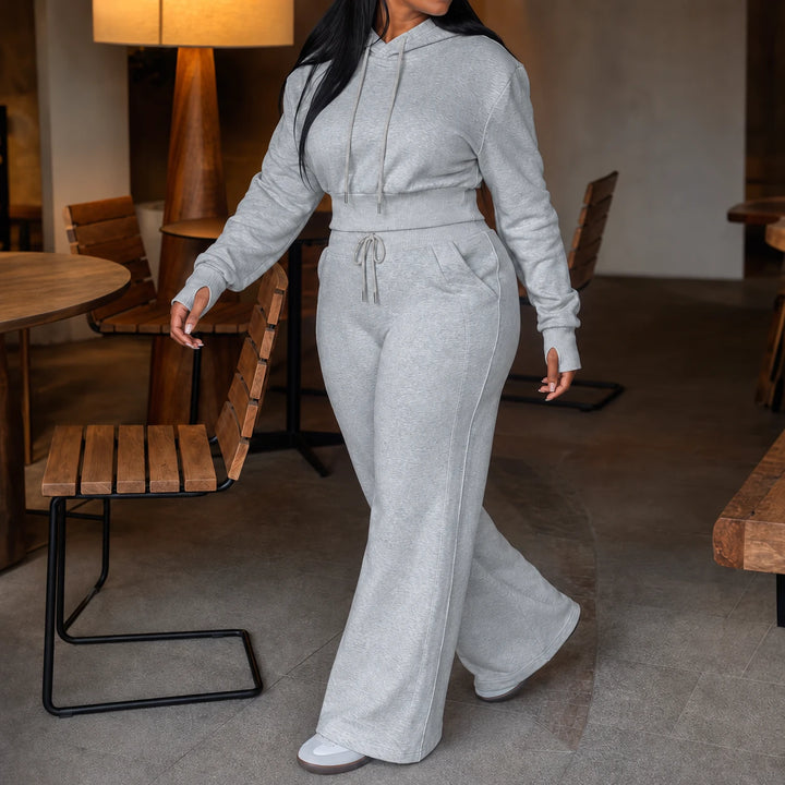 Easewear – Cropped Hoodie And Wide-Leg Sweatpants Set