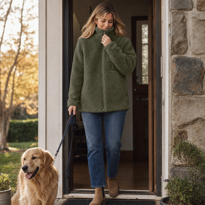 Veluna – Fleece-Look Zip-Up Winter Jacket