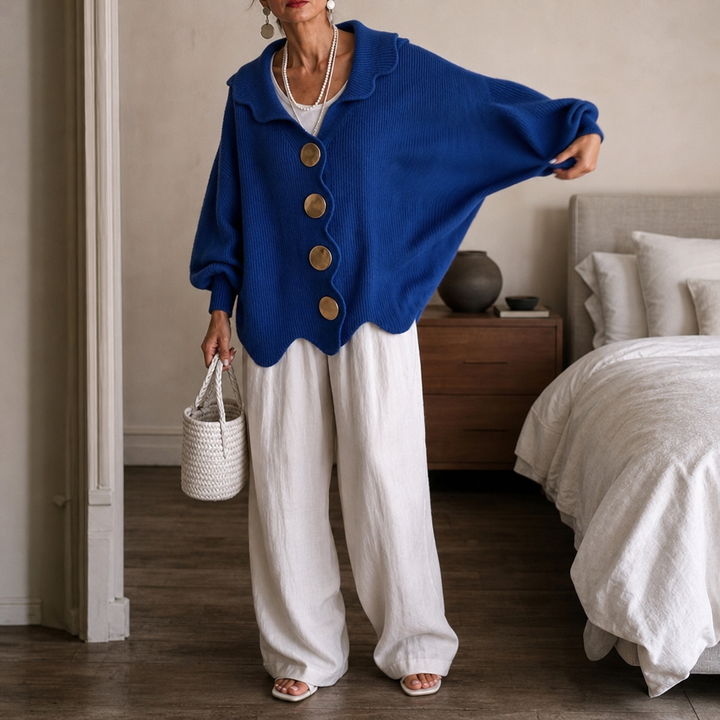Ribelle – Ribbed Wide-Sleeve Button Cardigan
