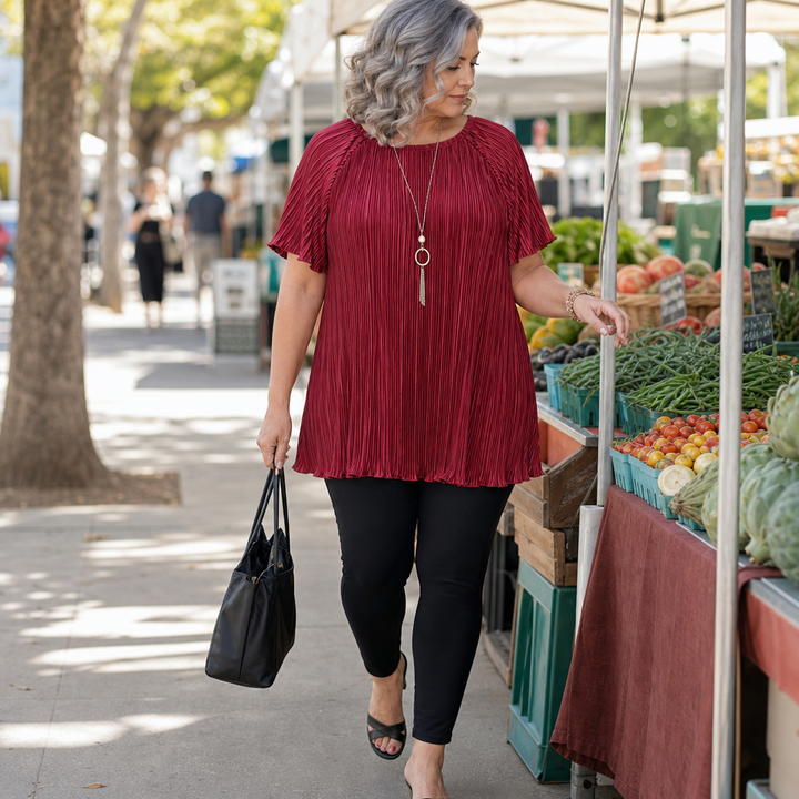Wearbella – Pleated Wide-Fit Button-Up Blouse