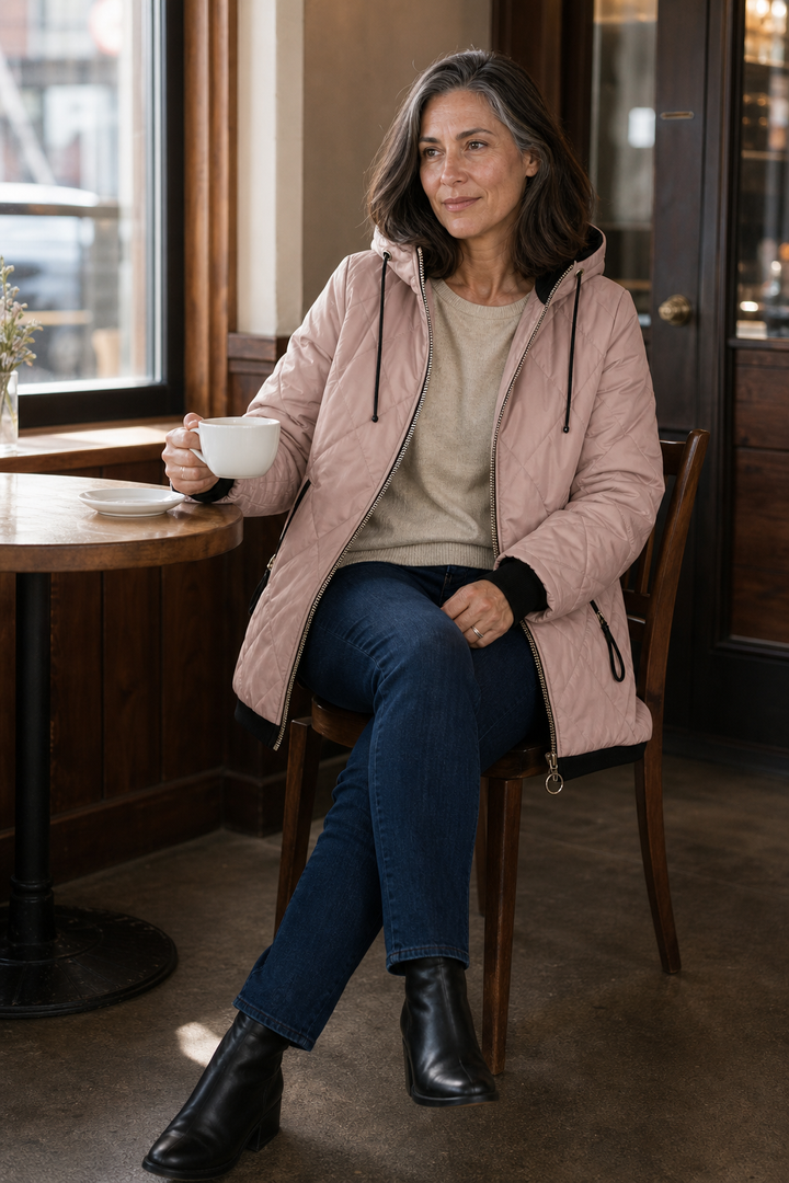 Wearbella – Quilted Hooded Zip-Front Jacket