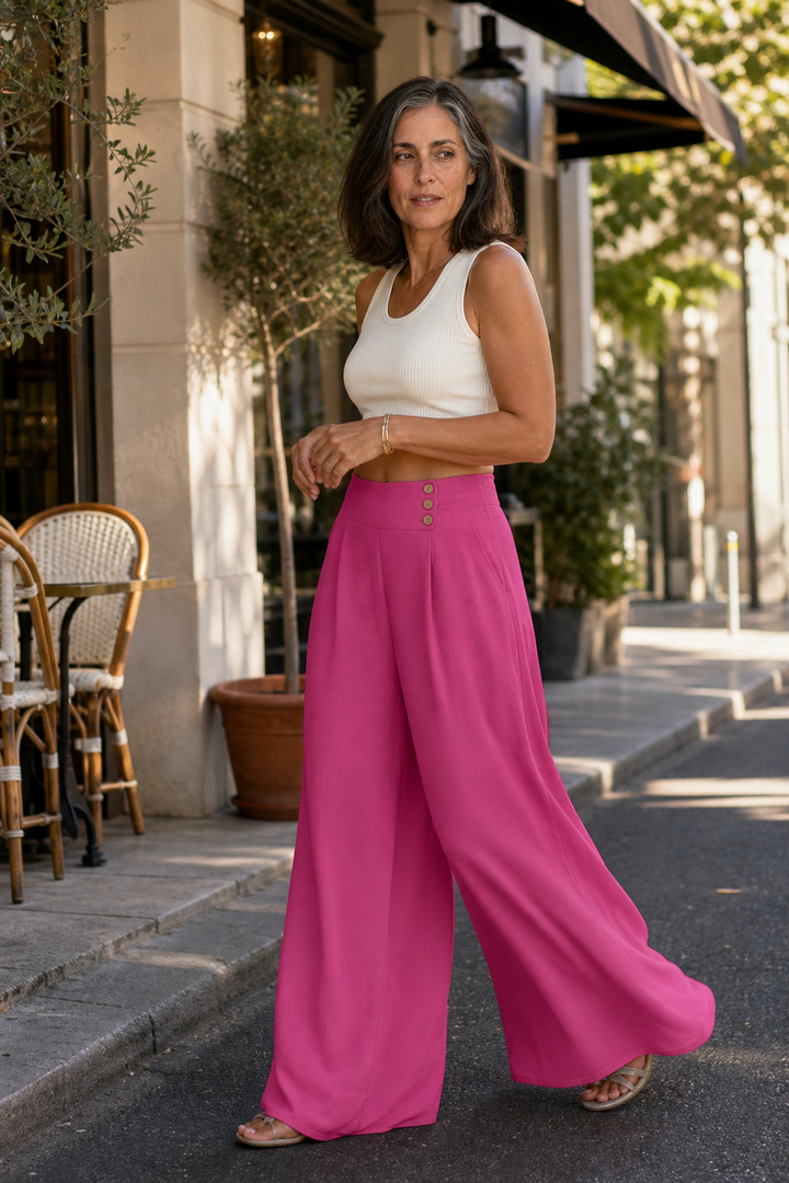 Draperie – High-Waisted Pleated Wide-Leg Trousers