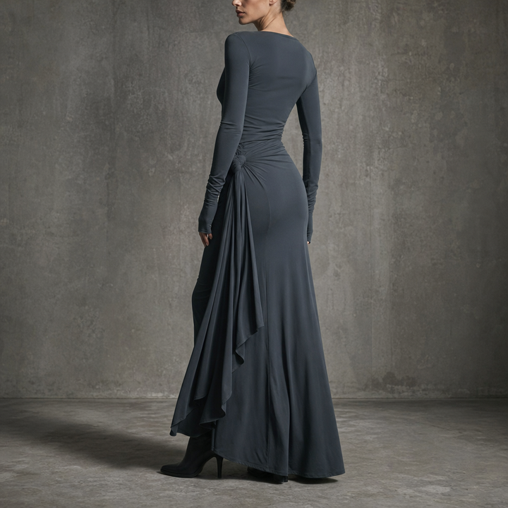 Naiara – Gathered Side-Knot Draped Maxi Dress