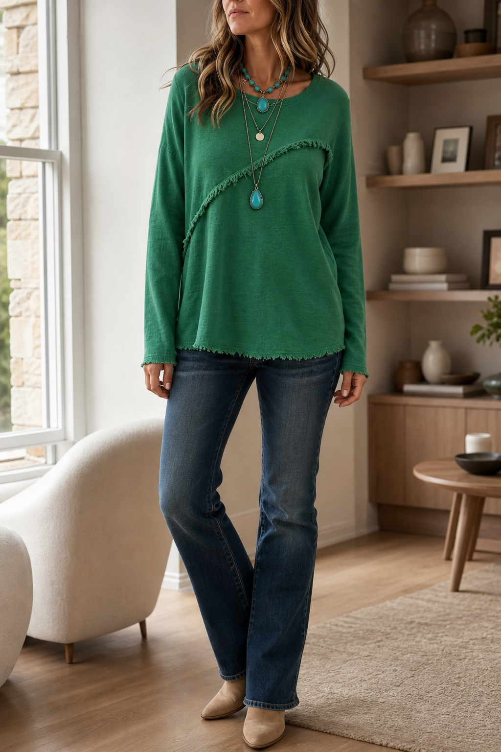 Fringewalk – Diagonal Fringe Slub Hemp Crewneck Sweater