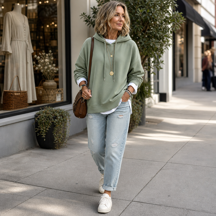 Layerlyn – Layered Two-Tone Hem Hoodie
