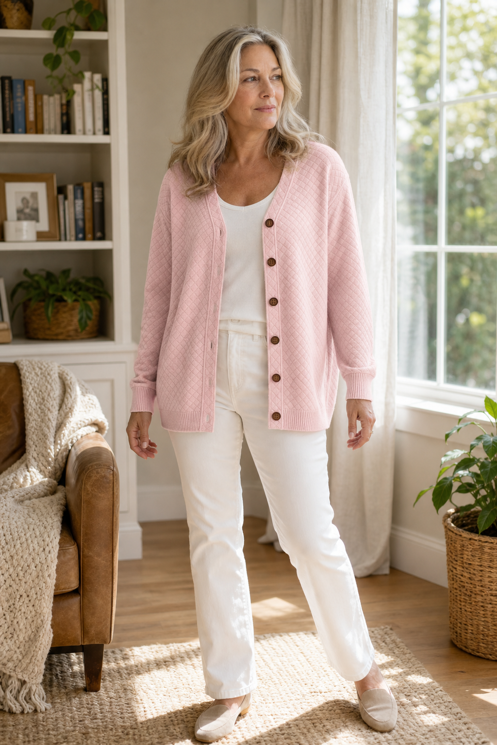 Holdwell – Diamond Quilted Open-Front Cardigan