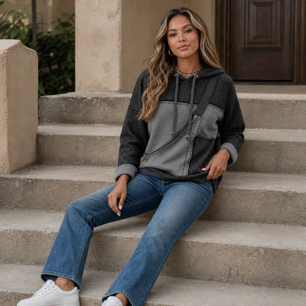 Illuvia – 3D Print Color-Block Hoodie