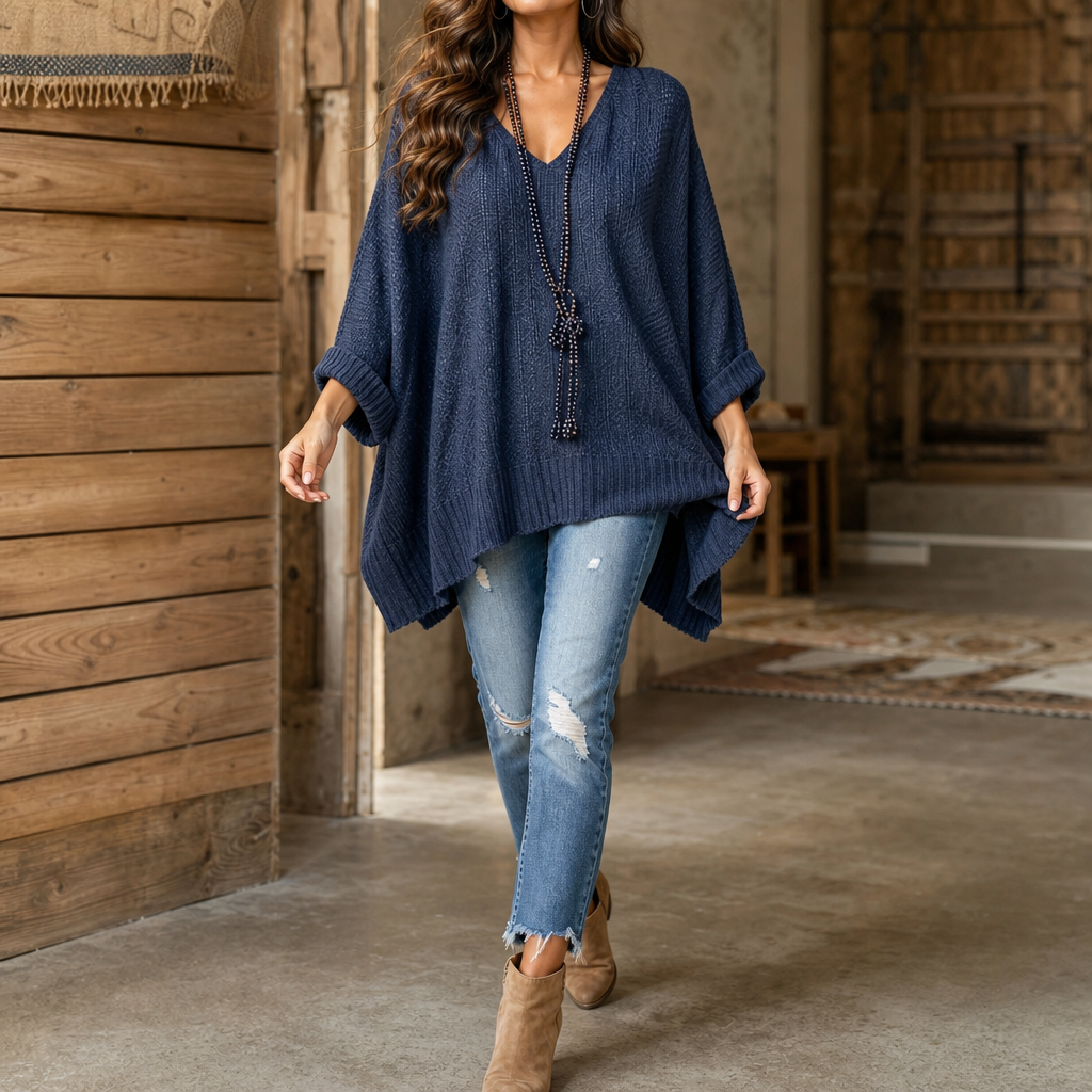 Airloom – Oversized Open-Knit V-Neck Sweater
