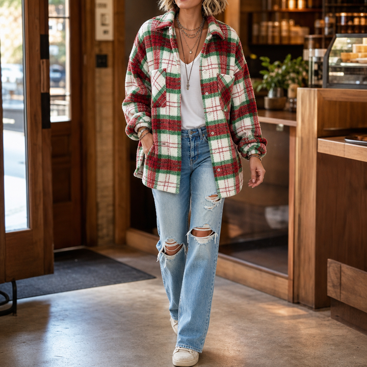 Coziveigh – Oversized Fleece Plaid Shacket