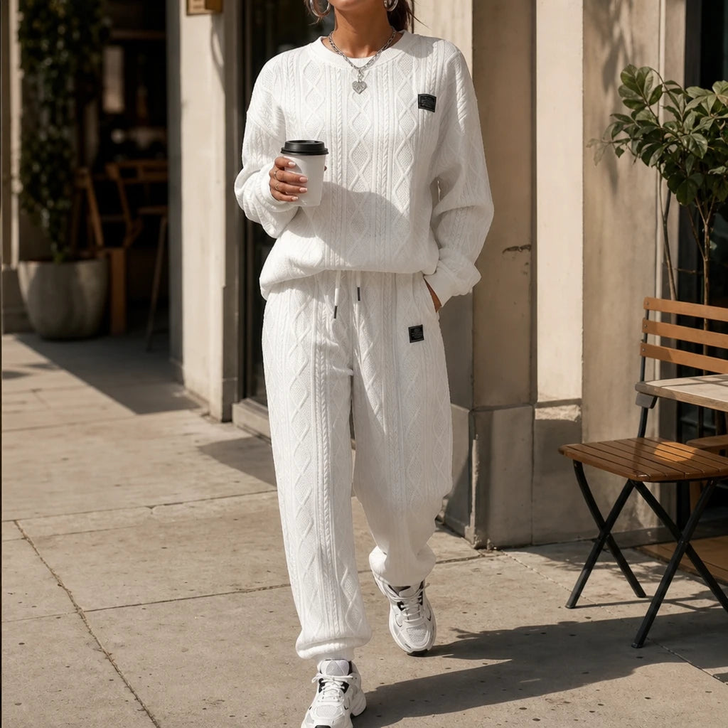 Cablea – Cable-Knit Sweater And Jogger Set