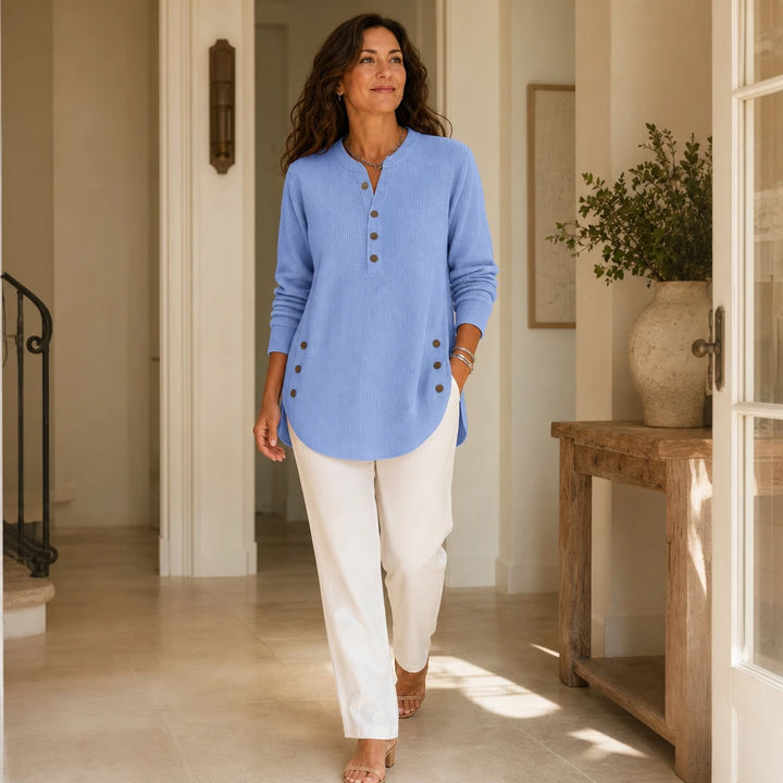 Lunelle – Loose-Knit Curved-Hem Tunic Sweater