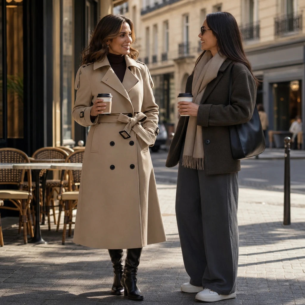 Silhouette – Double-Breasted Belted Slim-Fit Trench Coat