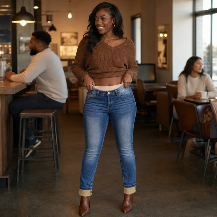 Everwarm – Fleece-Lined High-Rise Jeans