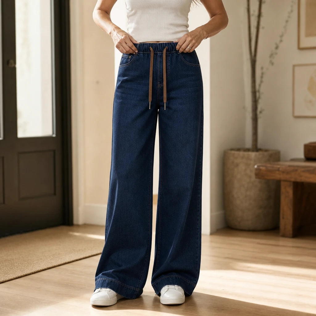 Tielora – Drawstring Waist Wide-Leg Jeans