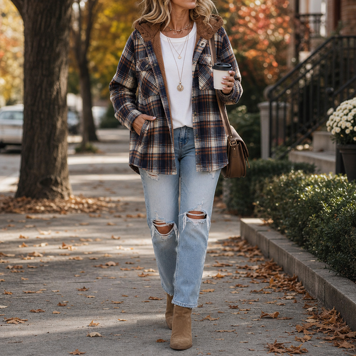 Huntlyn – Sherpa-Lined Plaid Flannel Shacket