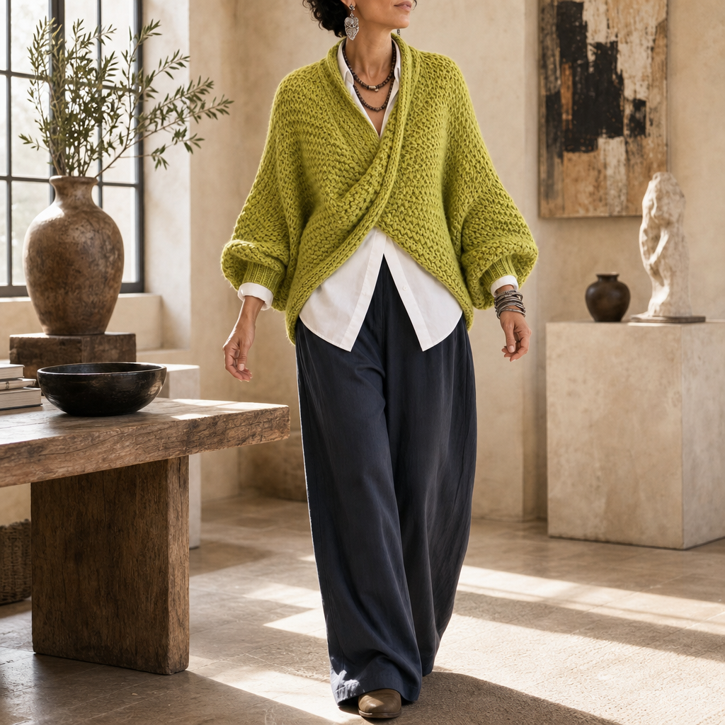 Crossovera – Chunky Knit Crossover V-Neck Sweater