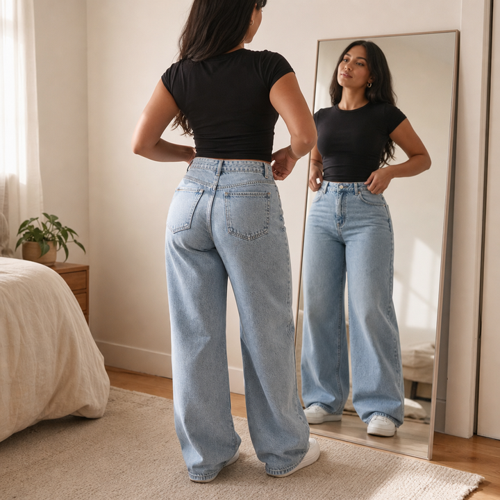 Vela Denim – High-Rise Relaxed Straight-Leg Jeans