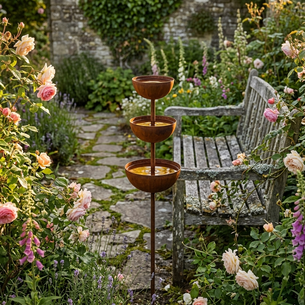 Birdwell – Rustic Copper Bird Bath Garden Stake