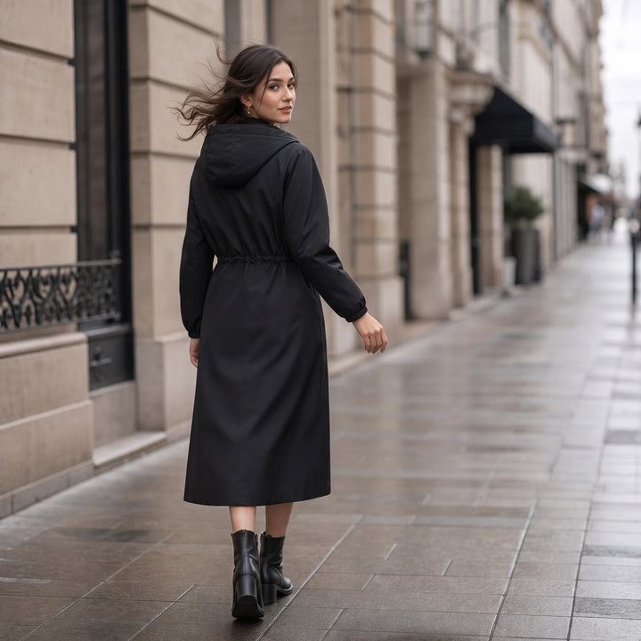Windella – Hooded Drawstring-Waist Midi Coat